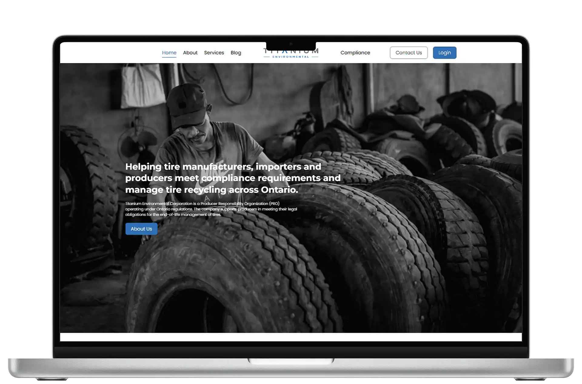 Titanium Environmental website on a MacBook Pro mockup