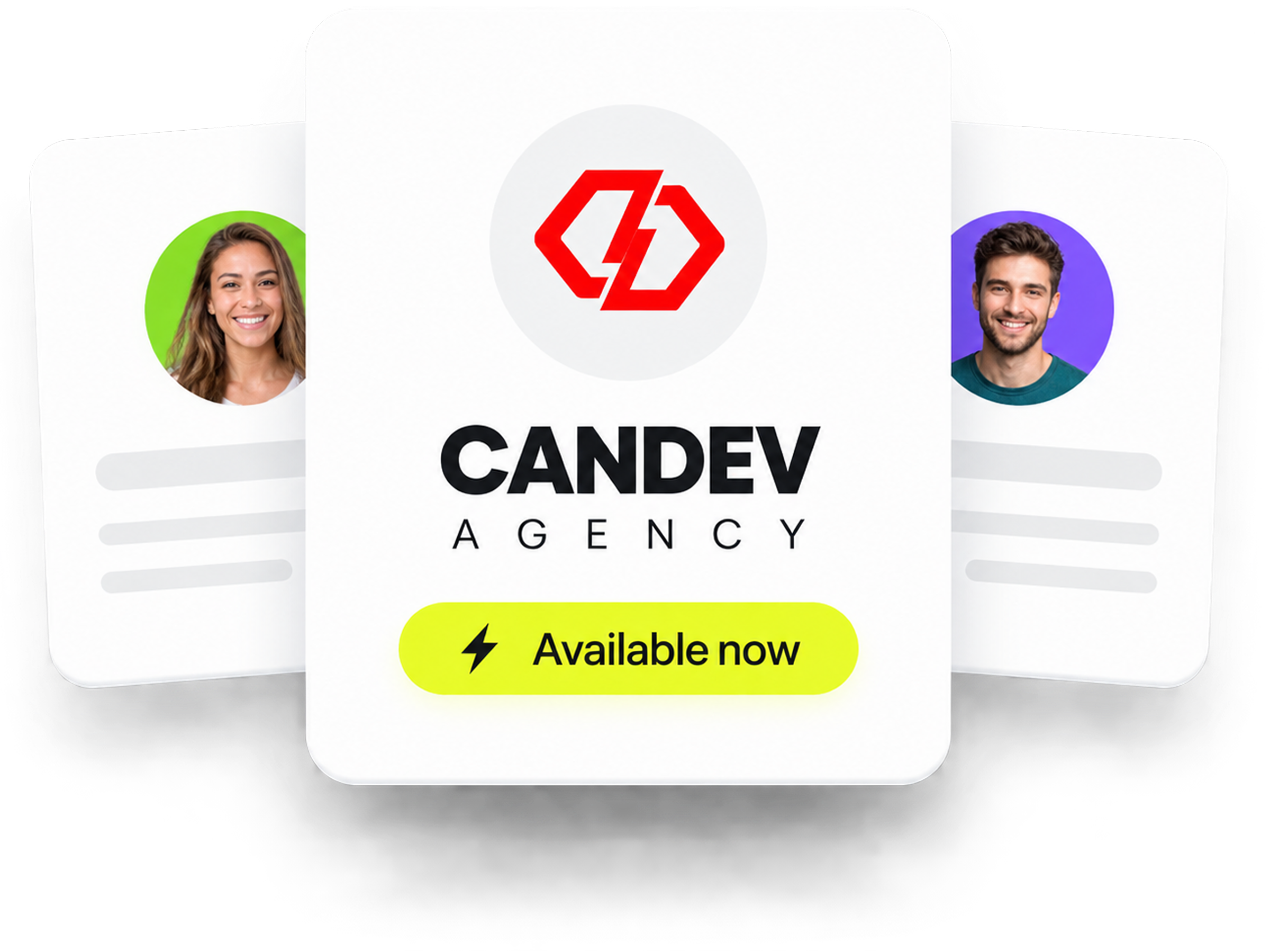 CanDev Agency team cards showing dedicated software development partnership