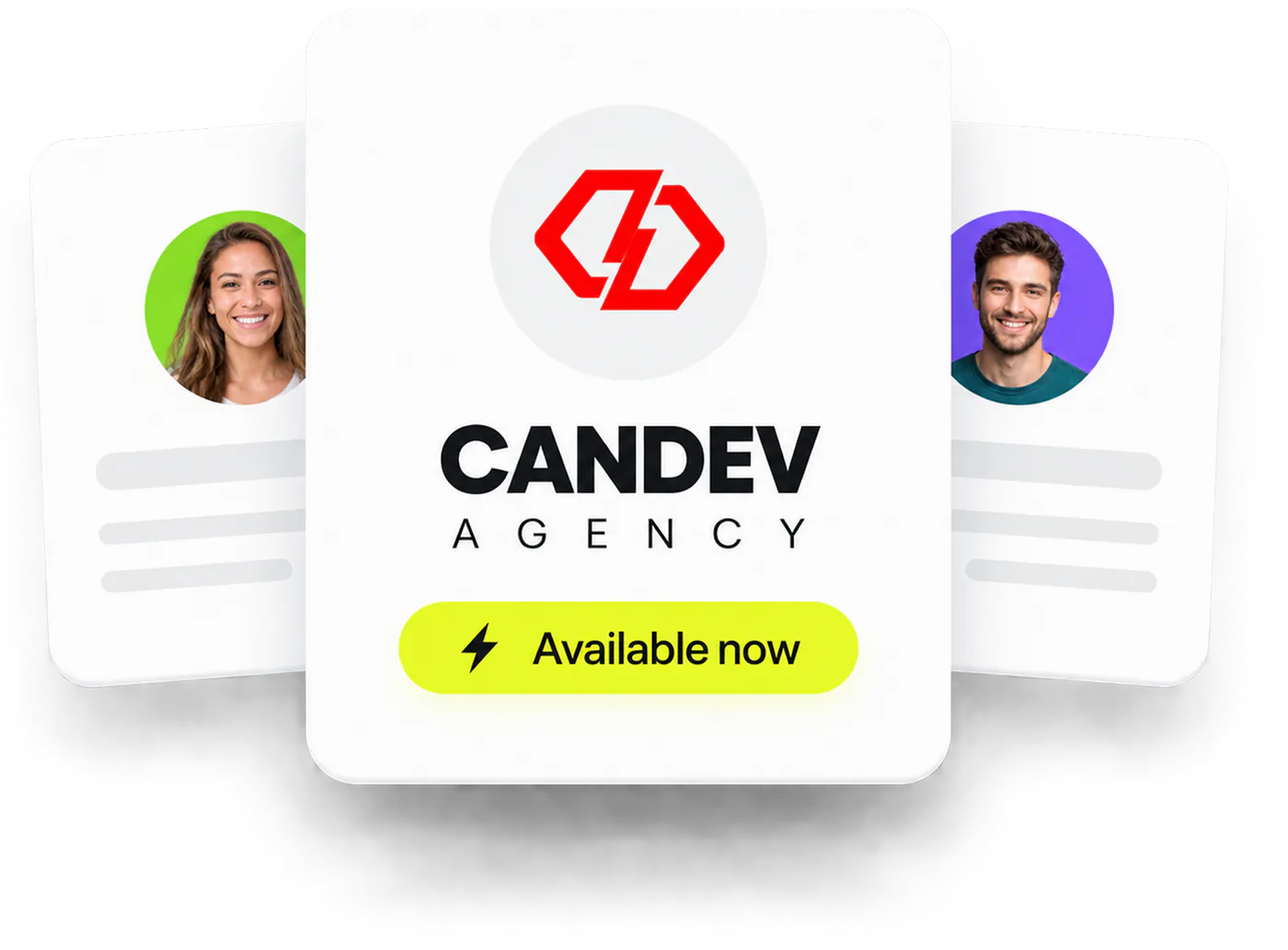 CanDev Agency team cards showing dedicated software development partnership