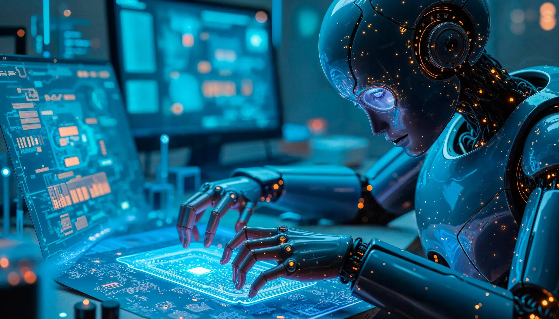 futuristic-robot-interacting-with-digital-interface